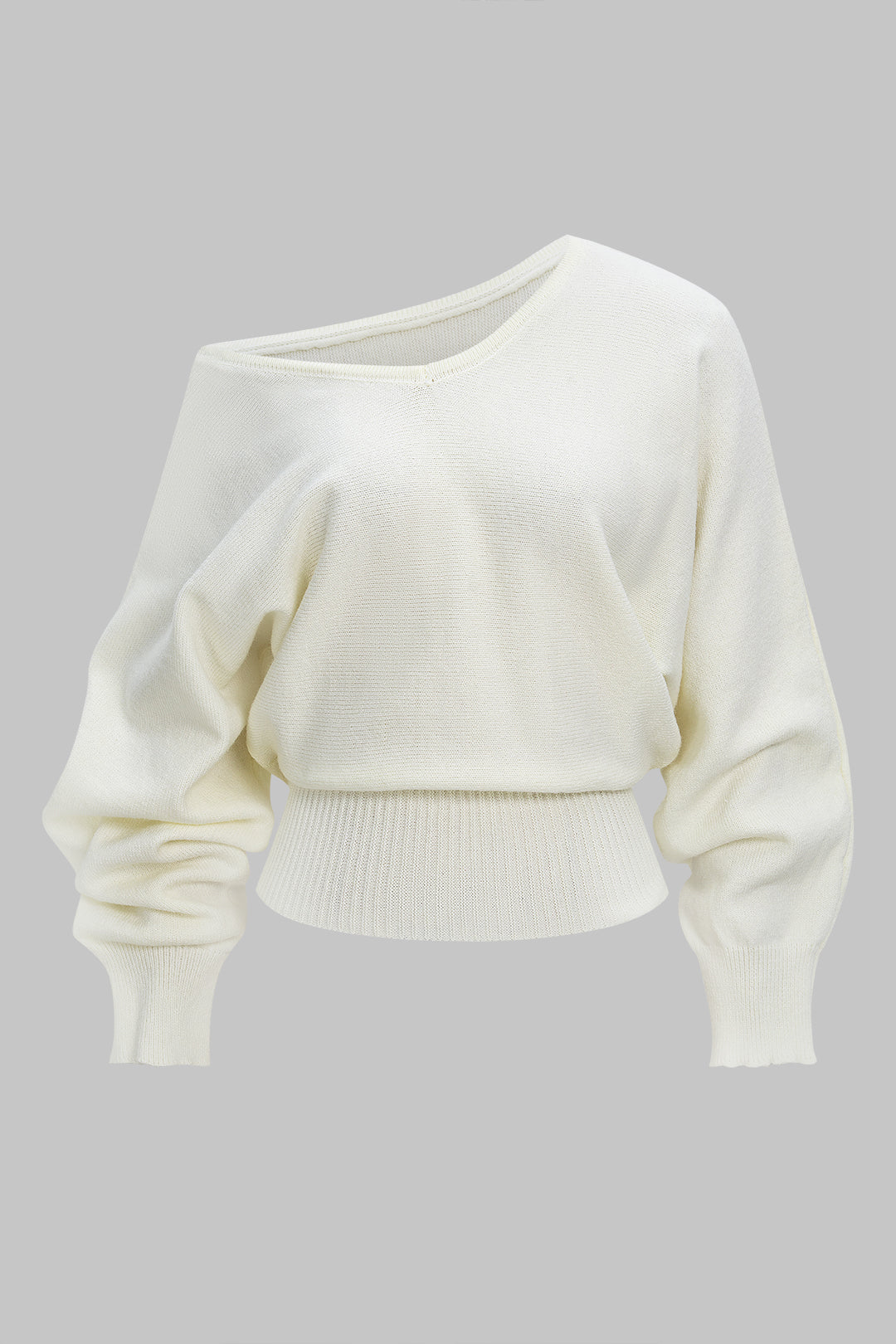 Knit One Shoulder Tie-Back Batwing Long-Sleeve Top