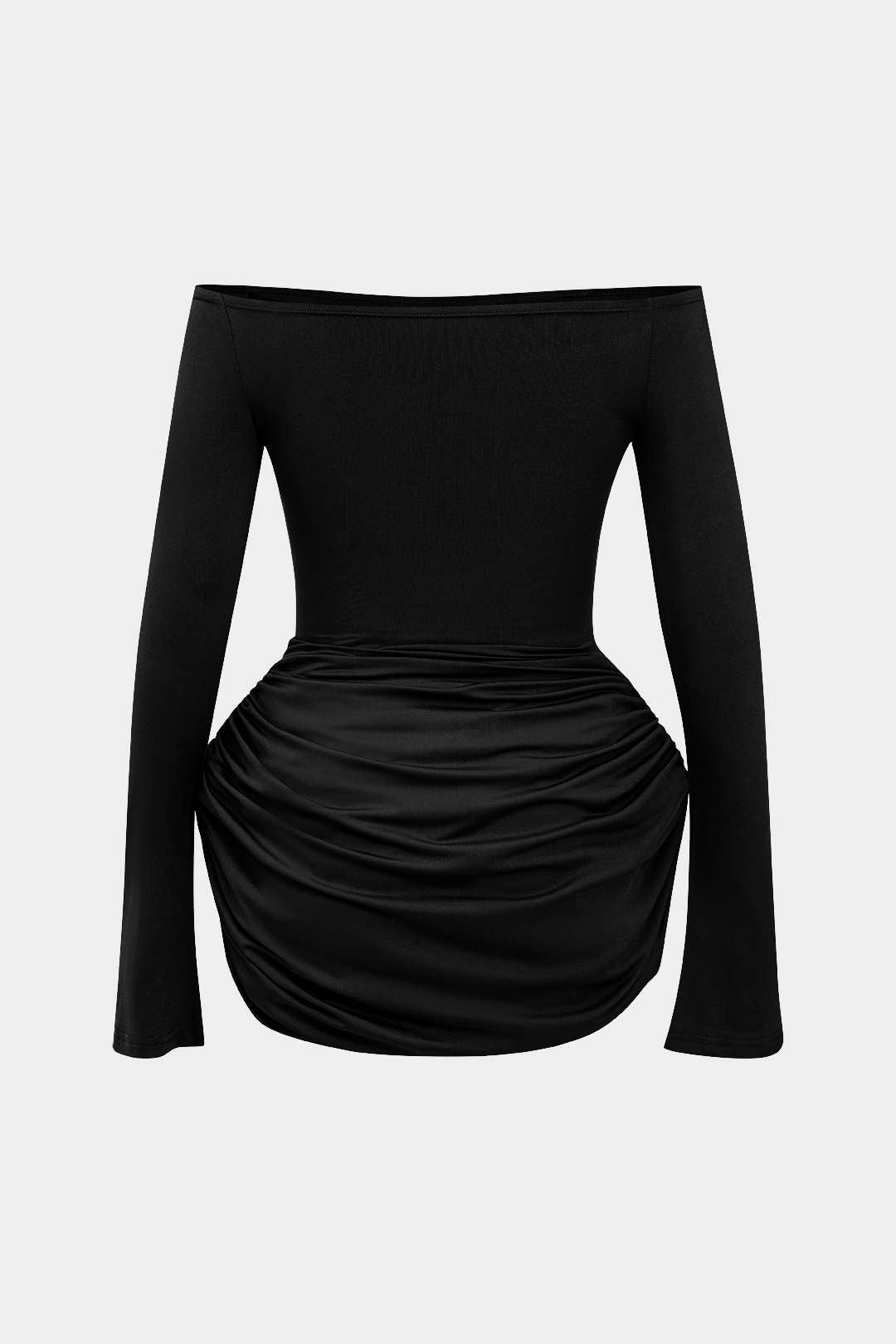 Mini-robe froncée à épaules dénudées