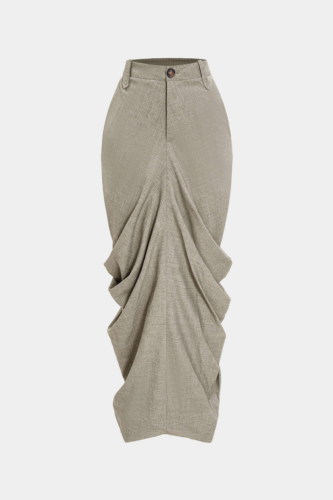 Linen Solid Ruched Skirt