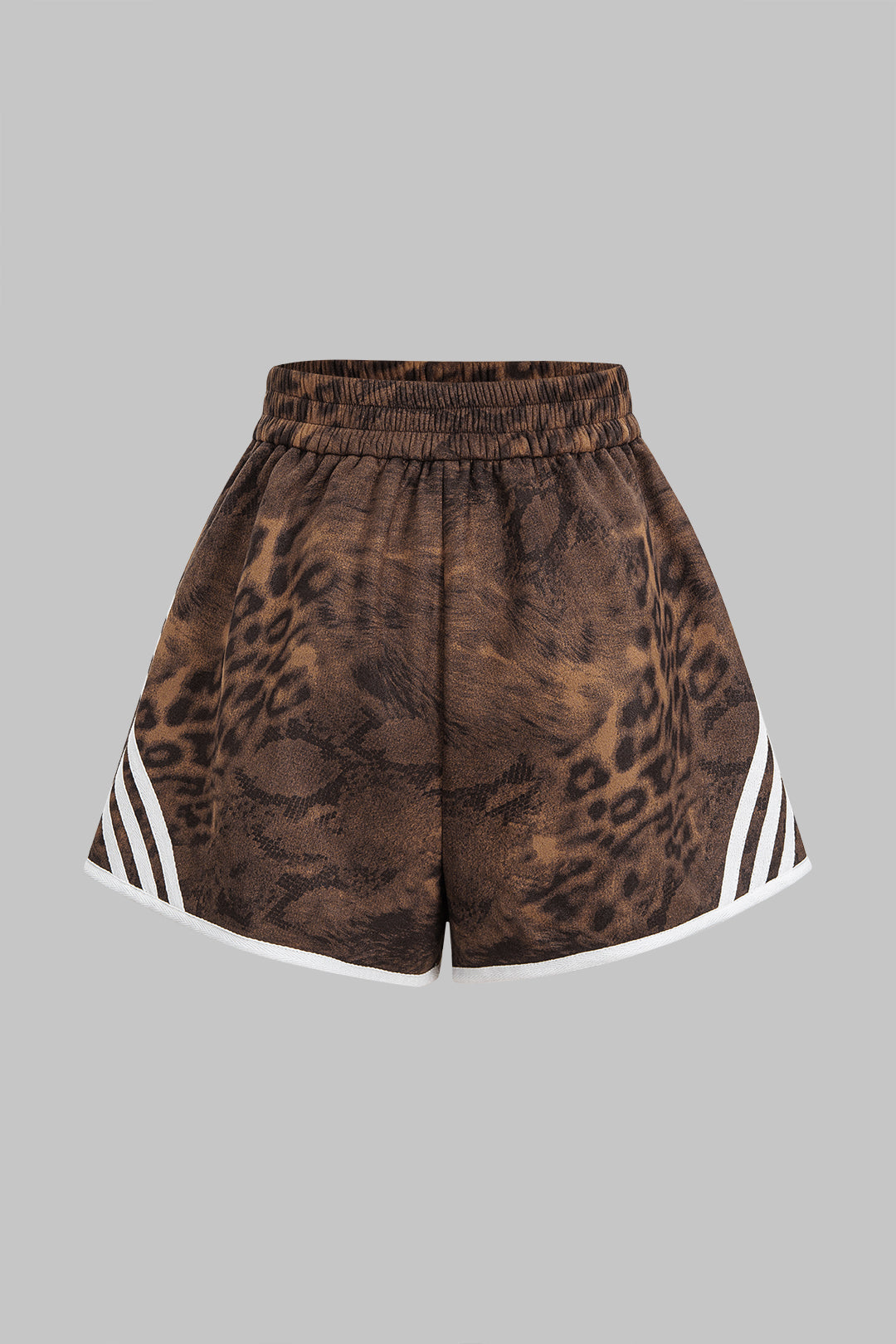 Shorts mit Leopardenprint-Streifen, gesmoktem Bund und hoher Taille