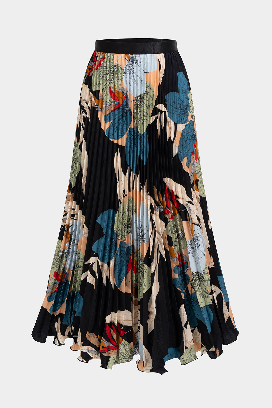 Plissierter Rock mit Blumenmuster und hoher Taille