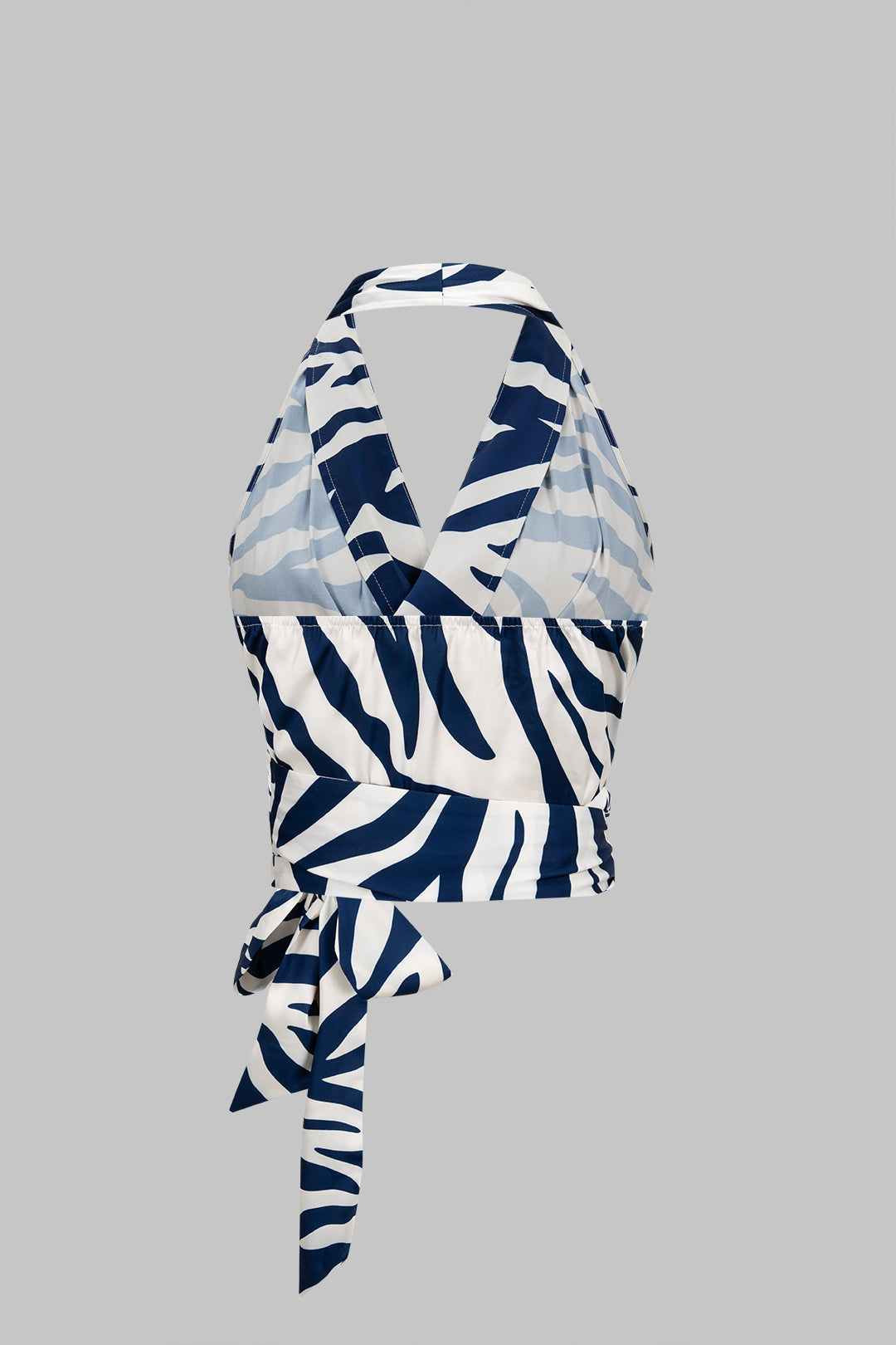 Satin-Tanktop mit geraffter Raffung und Kontrastmuster