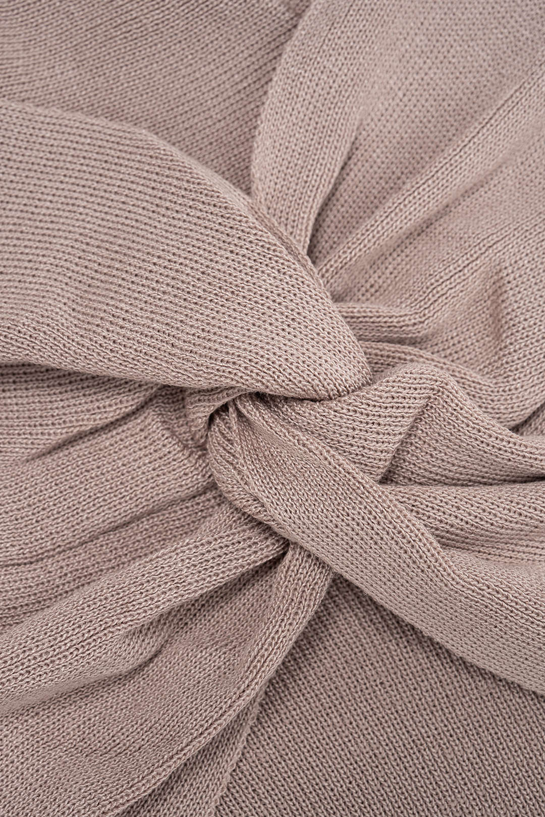 Knit V-Neck Twist Knot Ruched Short-Sleeve Top