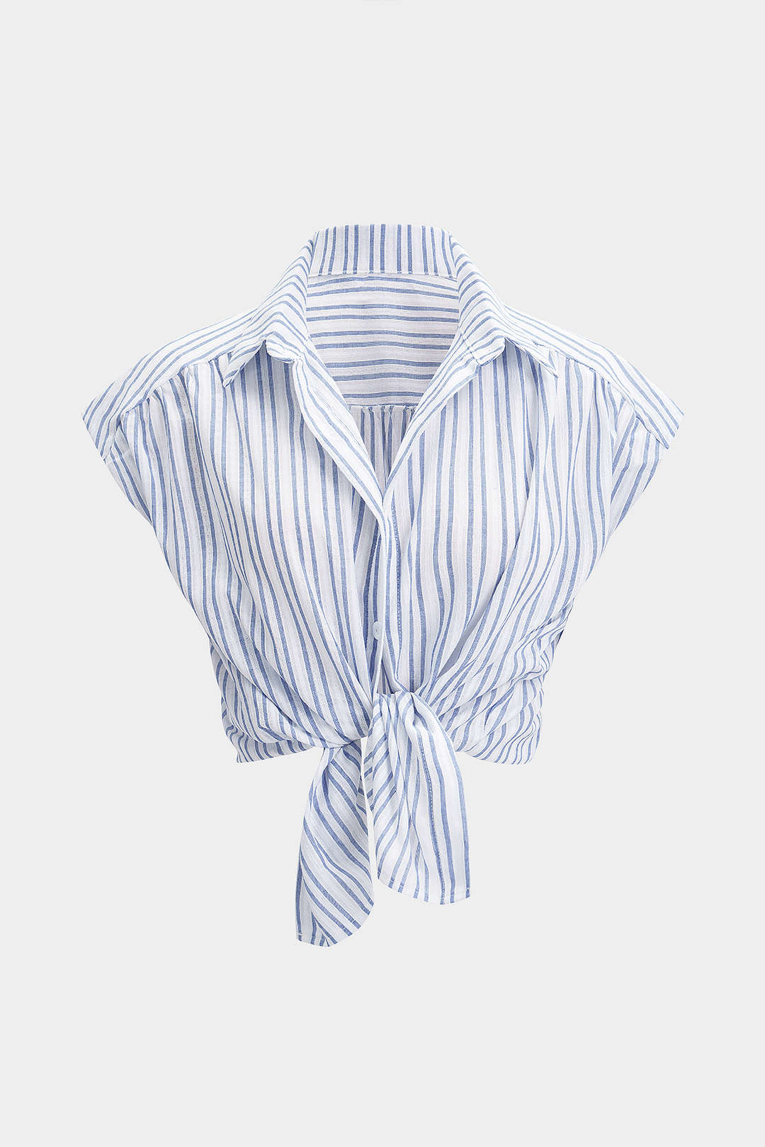 Stripes Print Flutter Short-Sleeve Shirt