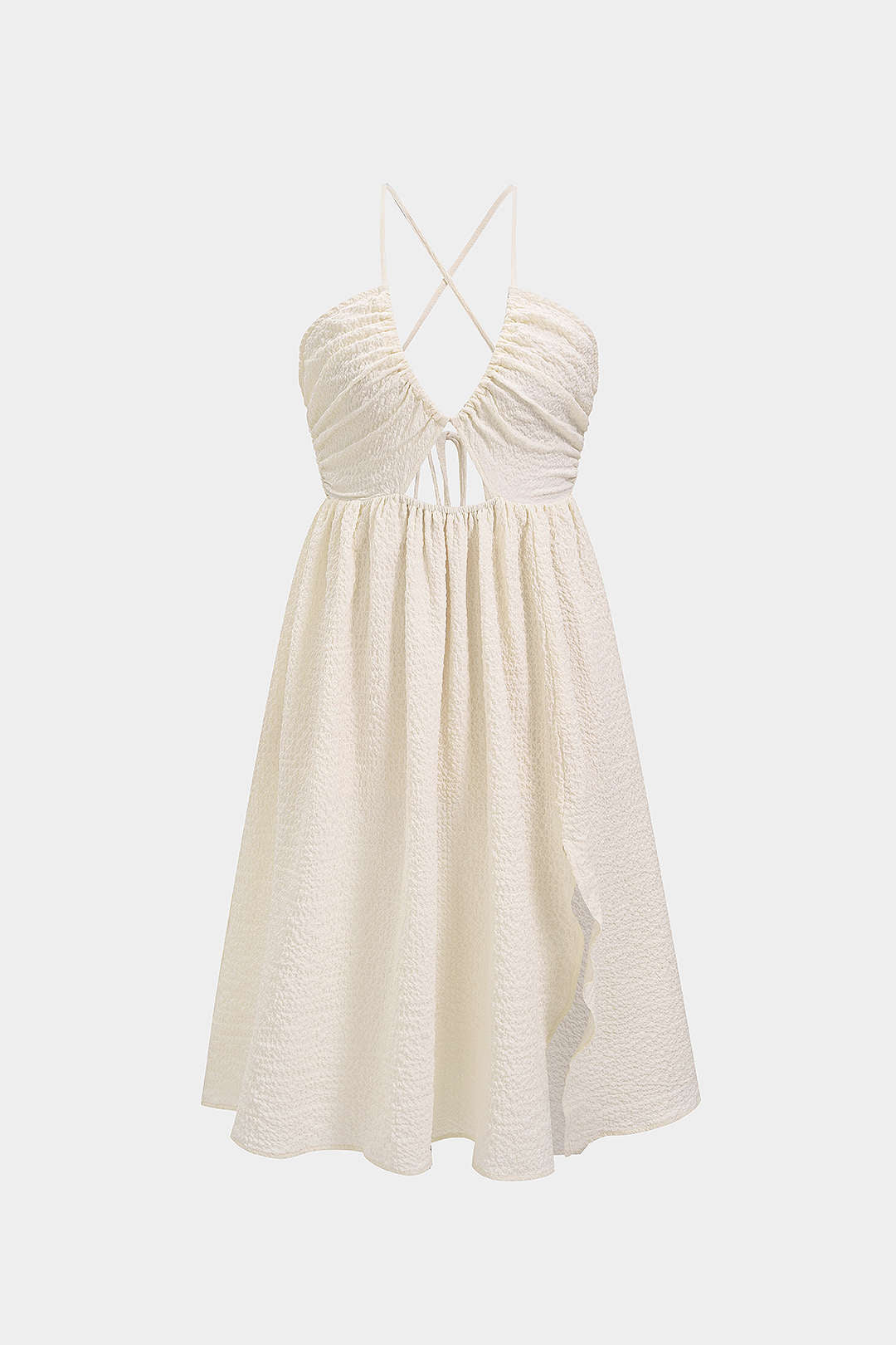 Robe midi fendue sans dos à col en V