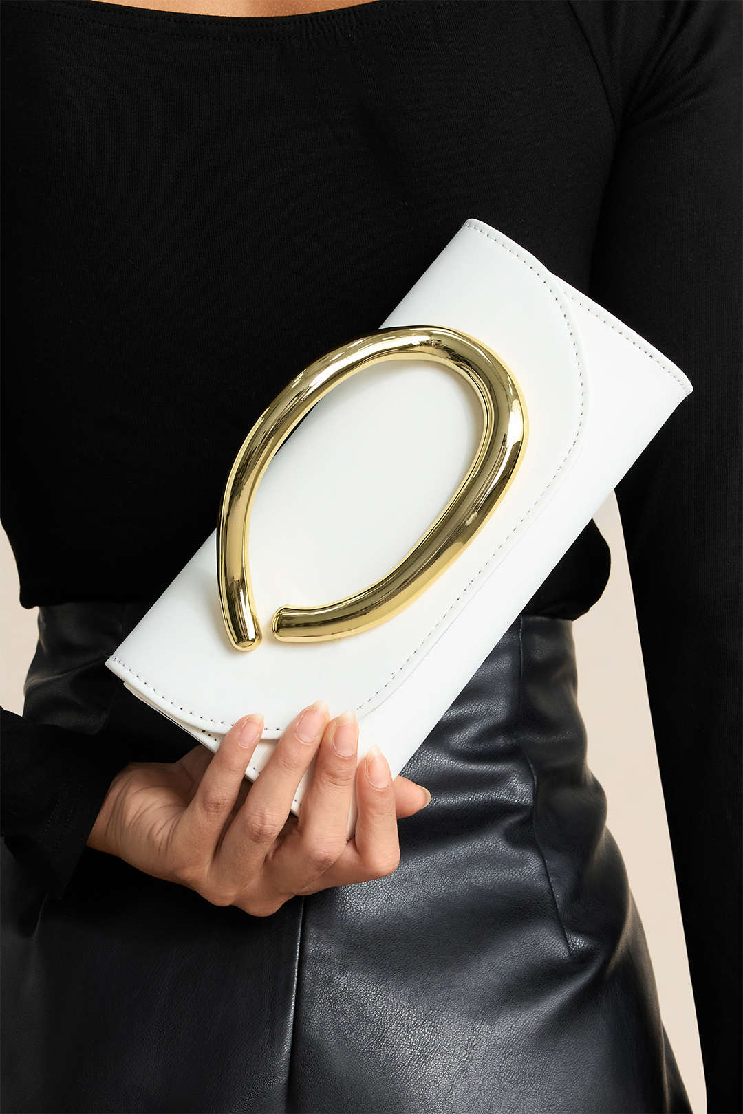 Pochette en similicuir métallisé