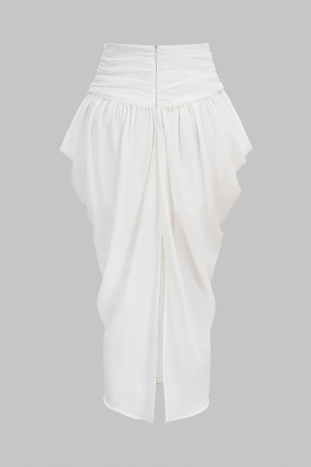 Solid Asymmetrical Ruched Skirt