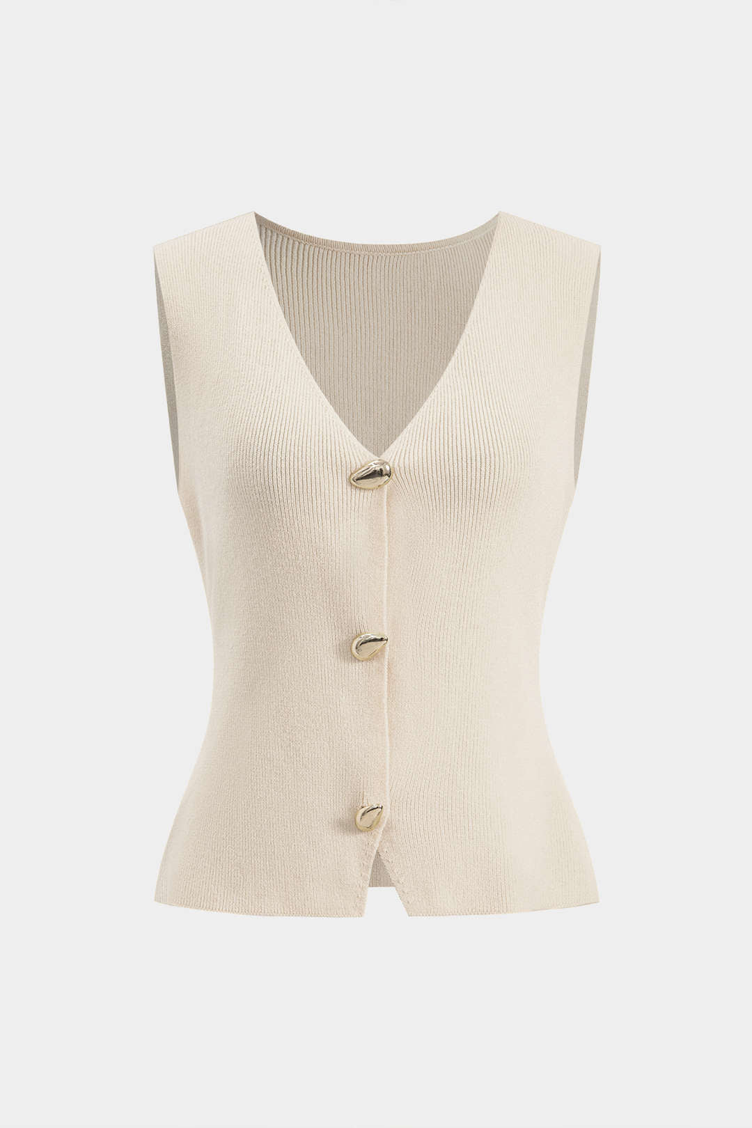 Knit Metallic Button Tank Top