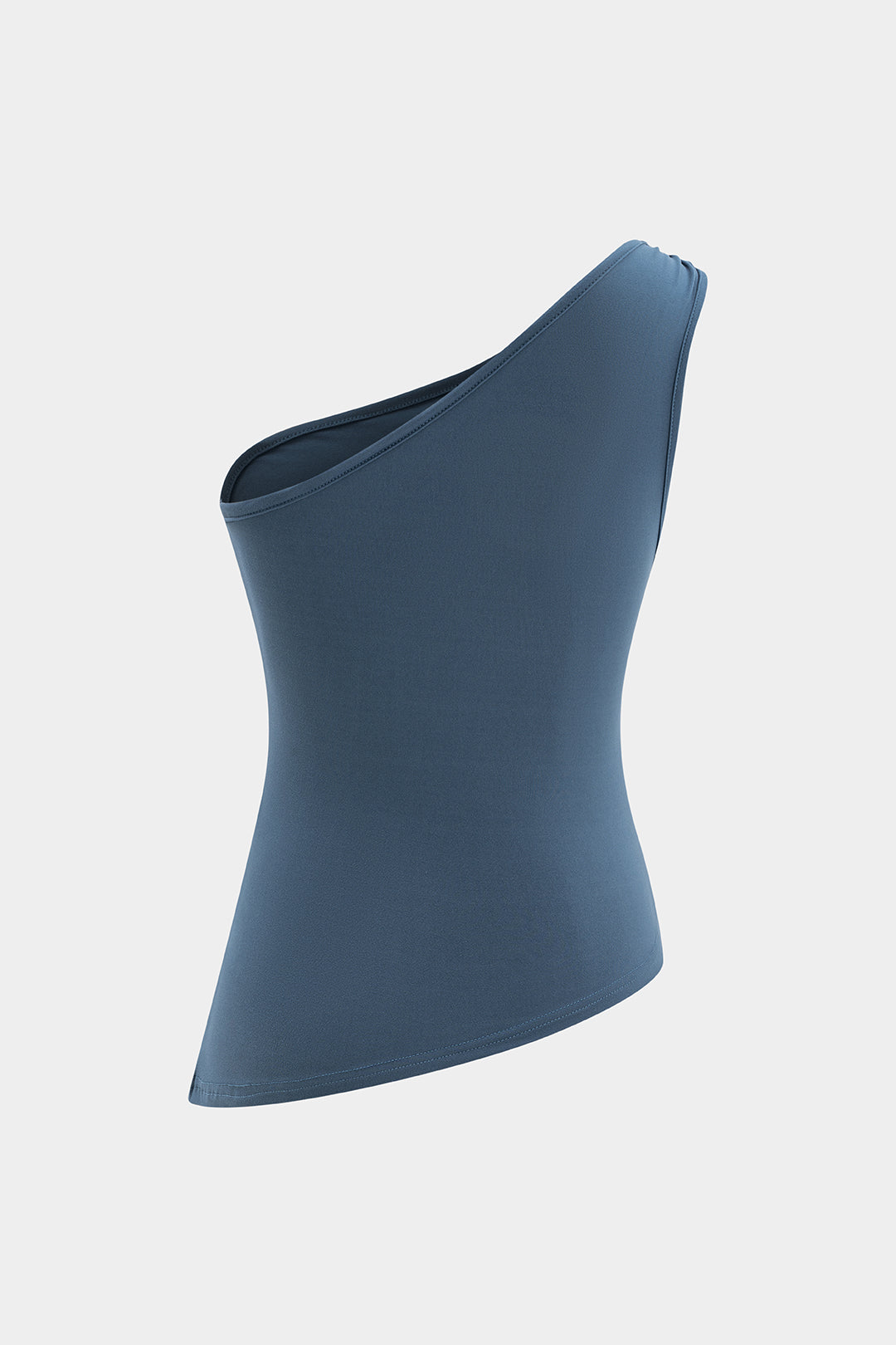 Solid One Shoulder Knotted Tank Top