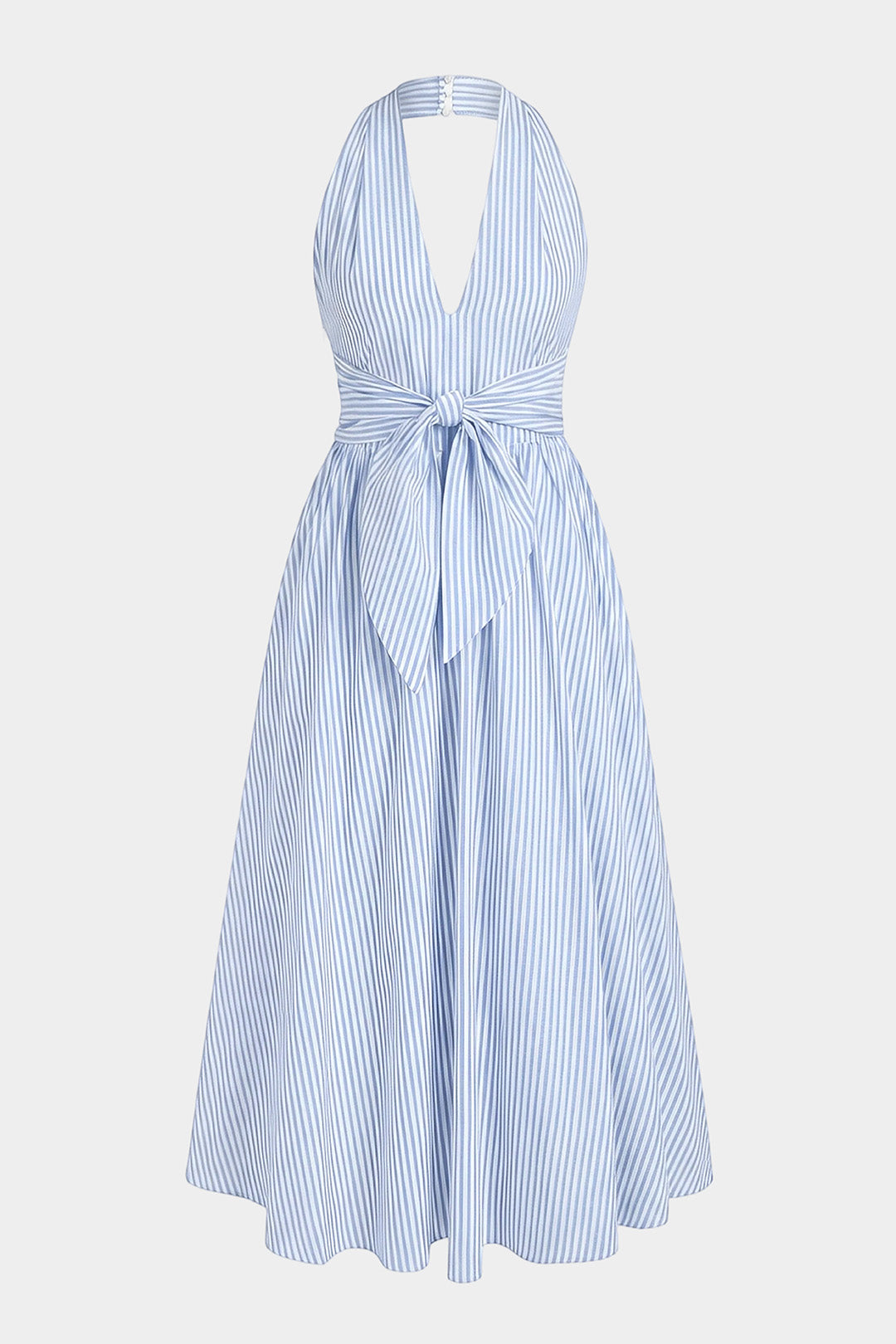 Maxikleid mit Streifendruck, Neckholder und V-Ausschnitt