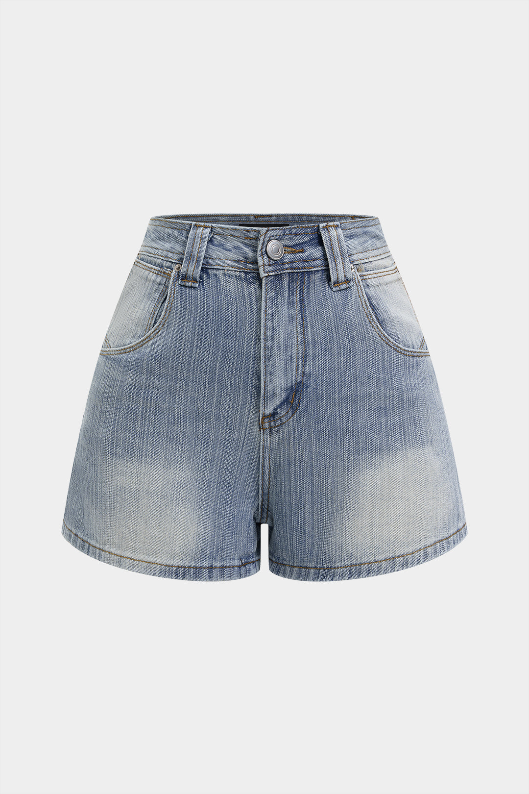 Jeans-High-Waist-Shorts mit weitem Bein