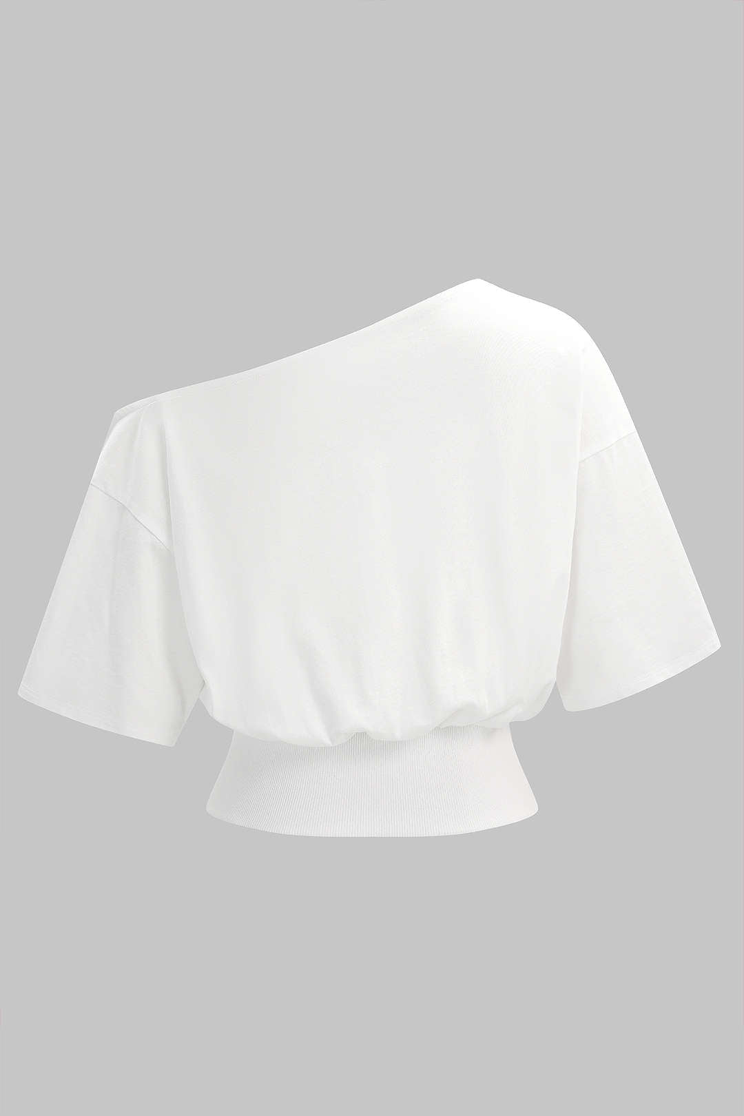 Buchstaben-Print One-Shoulder Kurzarm-T-Shirt