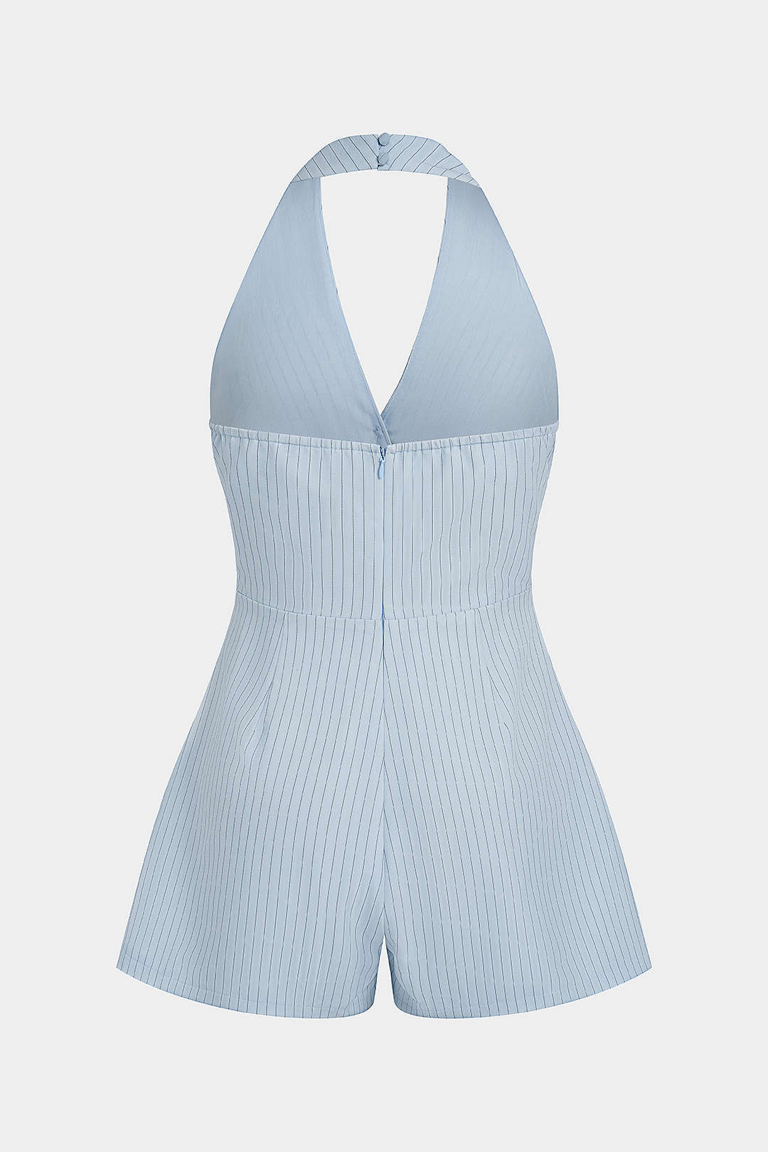 Overall-Playsuit mit Streifenmuster, Metallic-Halter, V-Ausschnitt, überkreuztem Rückenausschnitt und ärmellos