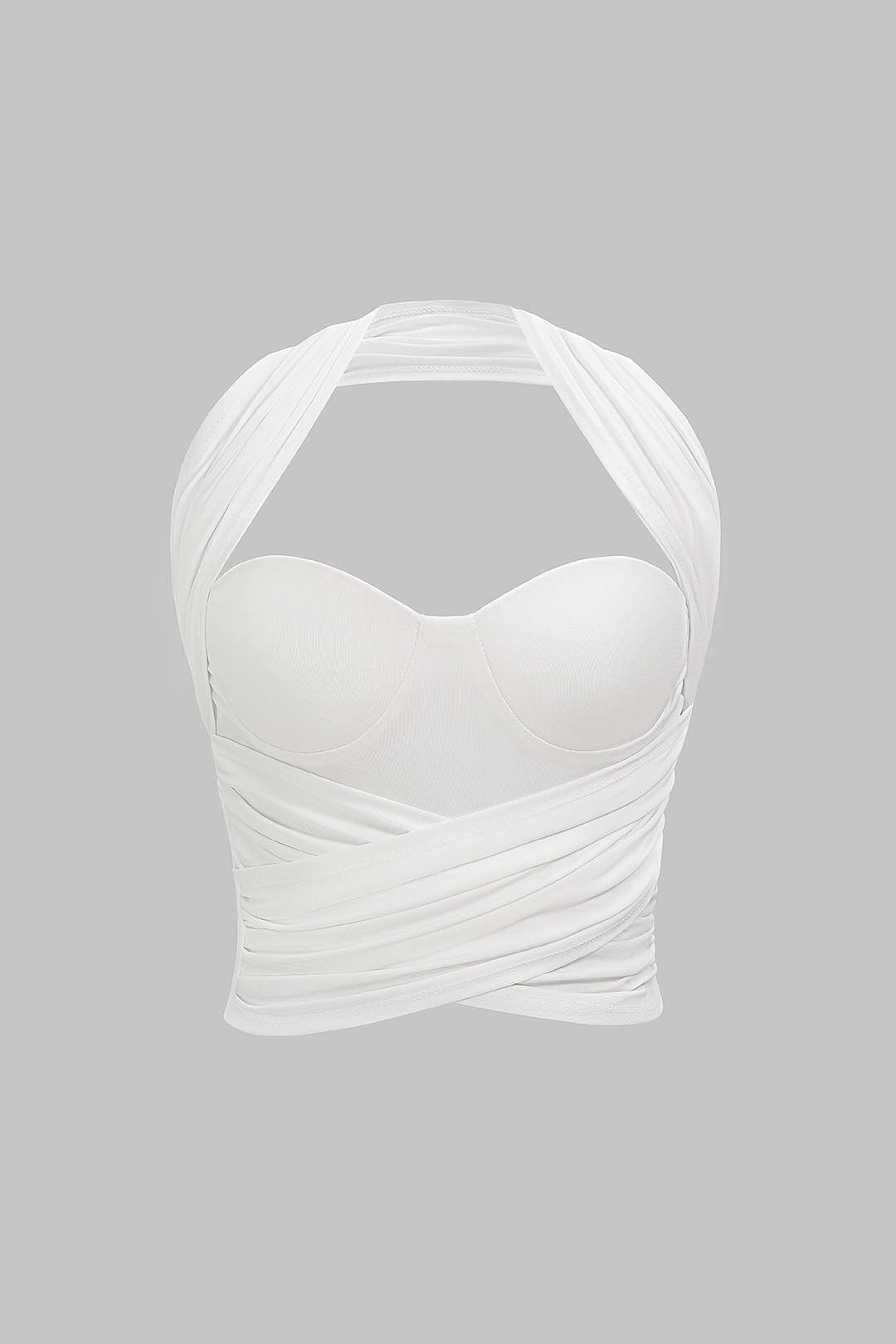 Neckholder Bustier mit gekreuztem gerafftem Cami Top