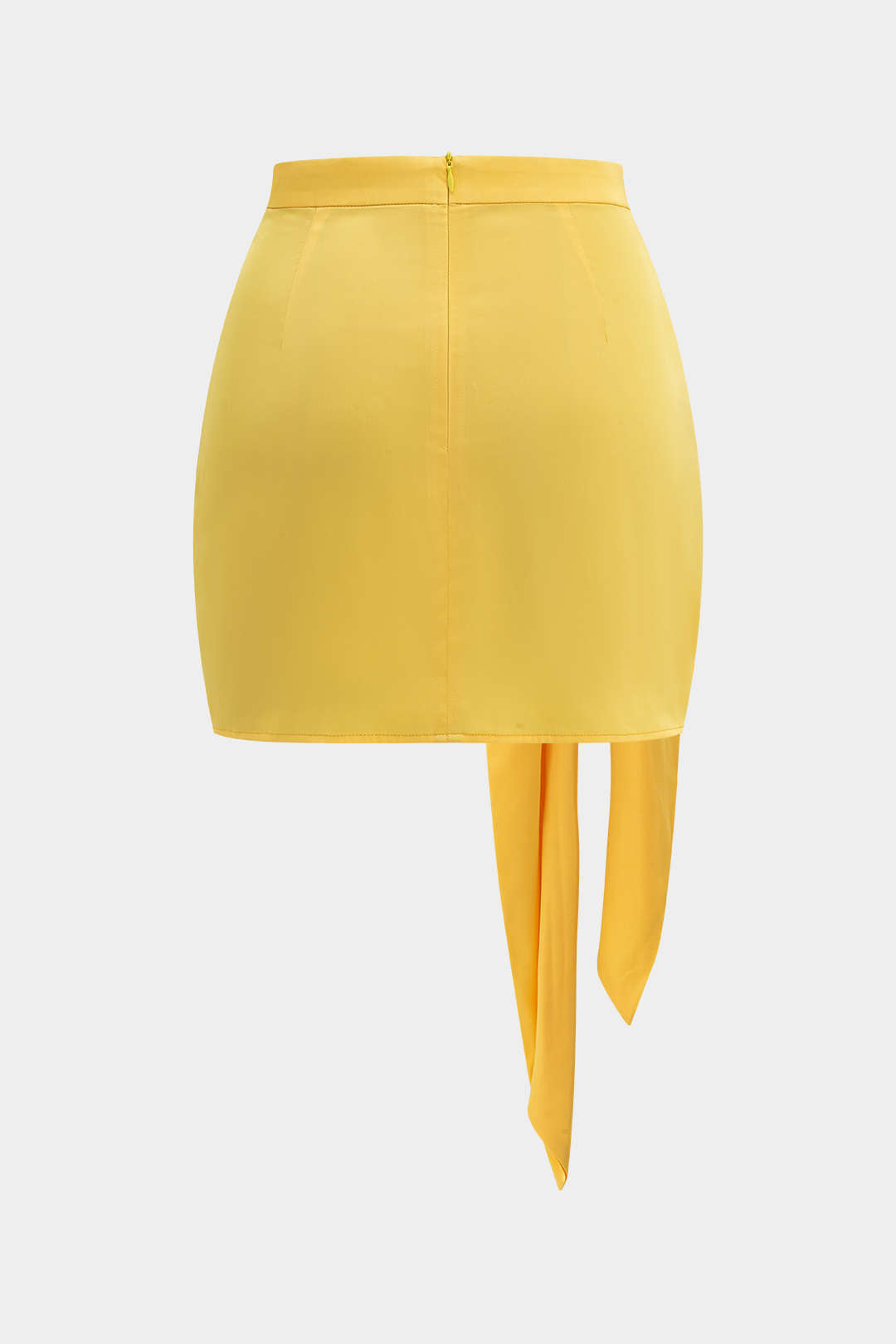 Ombre Print Satin Ruched Tie Front Zipper Skirt