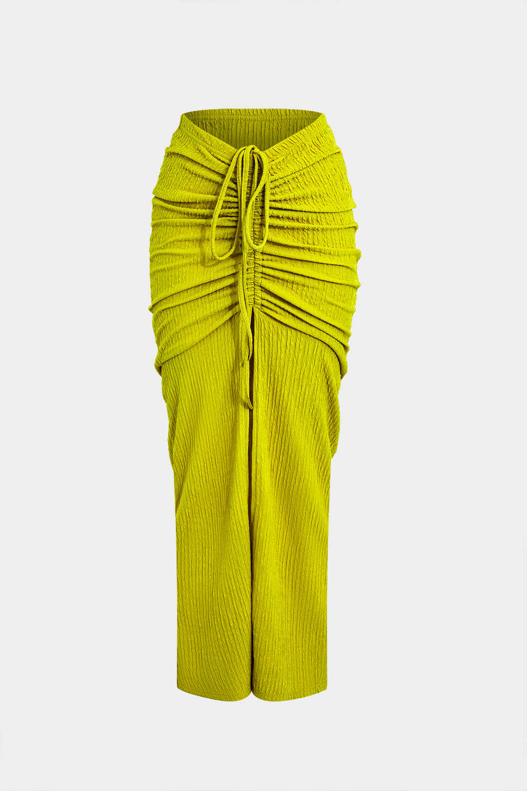 Ensemble crop top texturé et jupe froncée à cordon de serrage