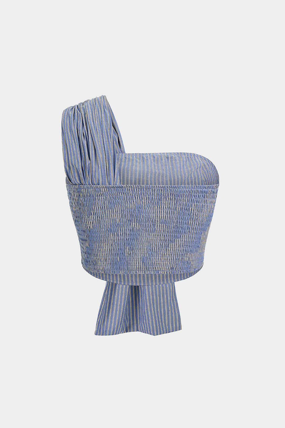 Haut asymétrique à ruché à une épaule et rayures