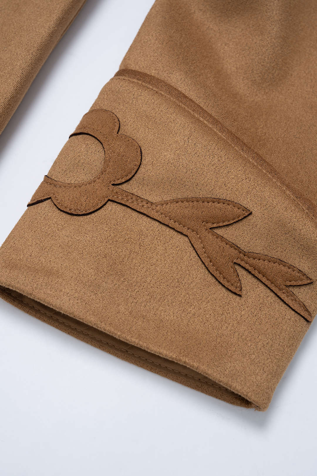 Flower appliques Suede Patchwork Button Jacket