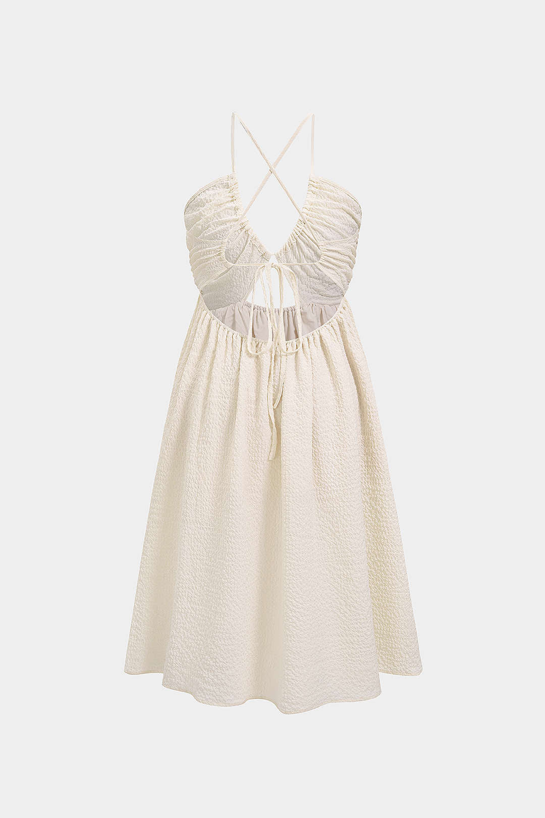 Robe midi fendue sans dos à col en V
