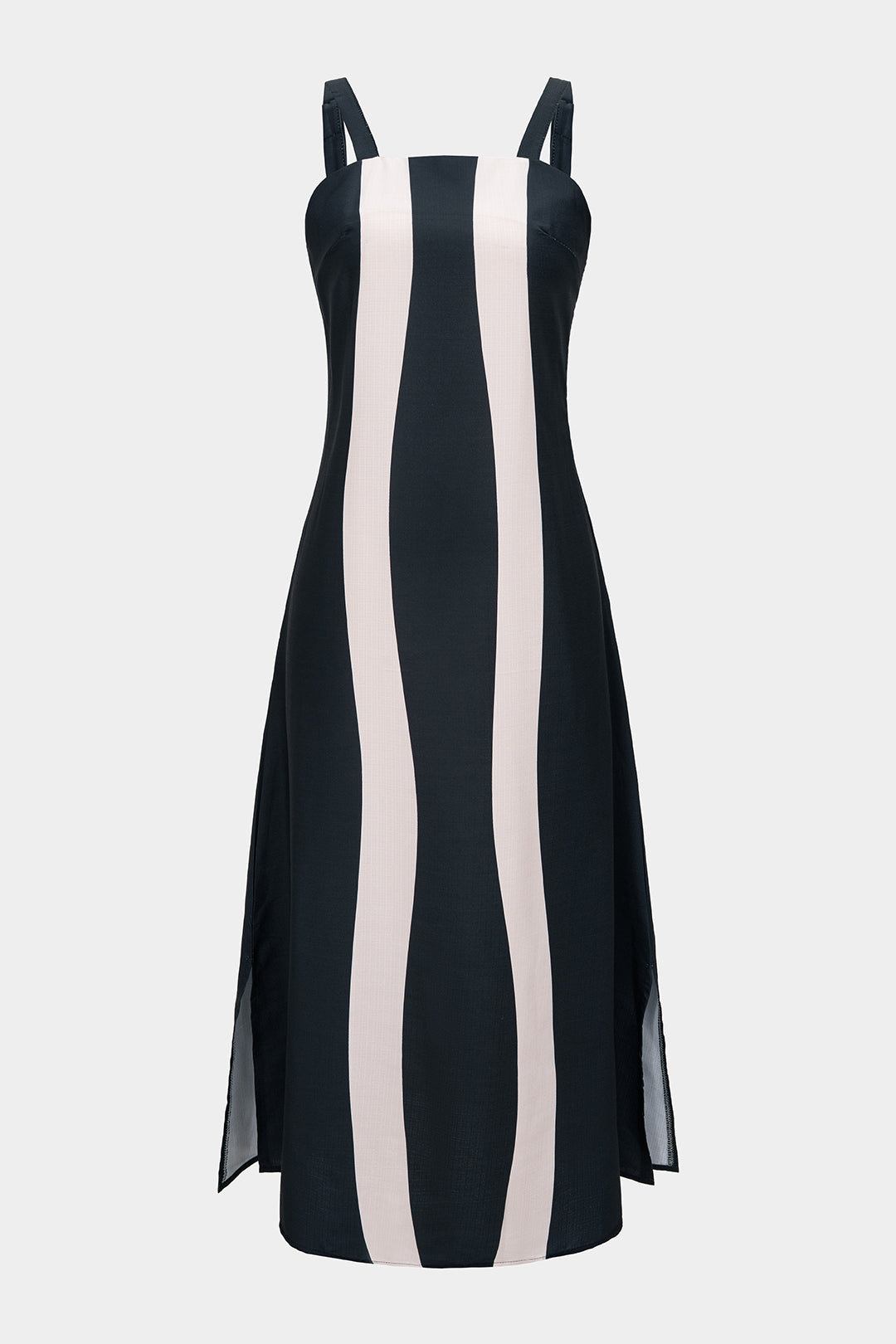 Contrast Stripes Print Sleeveless Midi Dress