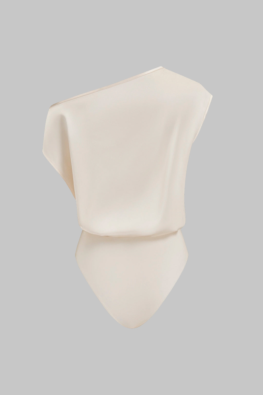 Satin-Patchwork-Body mit One-Shoulder-Träger, Raffungen und ärmellosem Design
