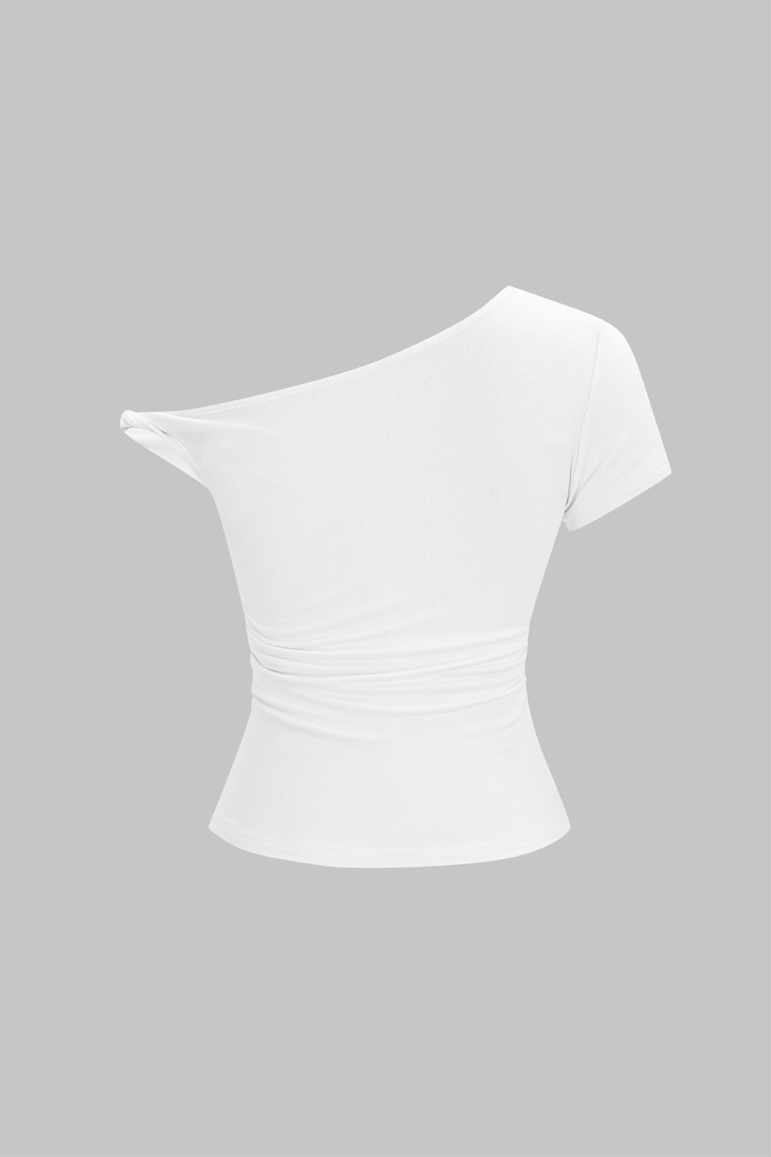 One Shoulder Twist Knot Asymmetrical Short Sleeve T-Shirt