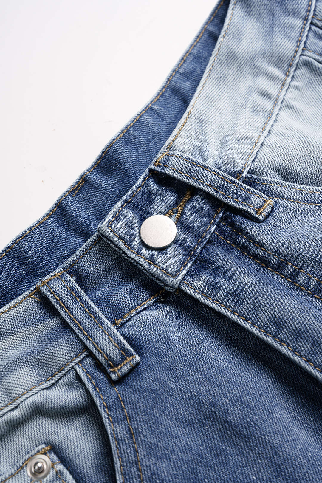 Denim Plaid Print Asymmetrical Tie-Up Wide Leg Jeans