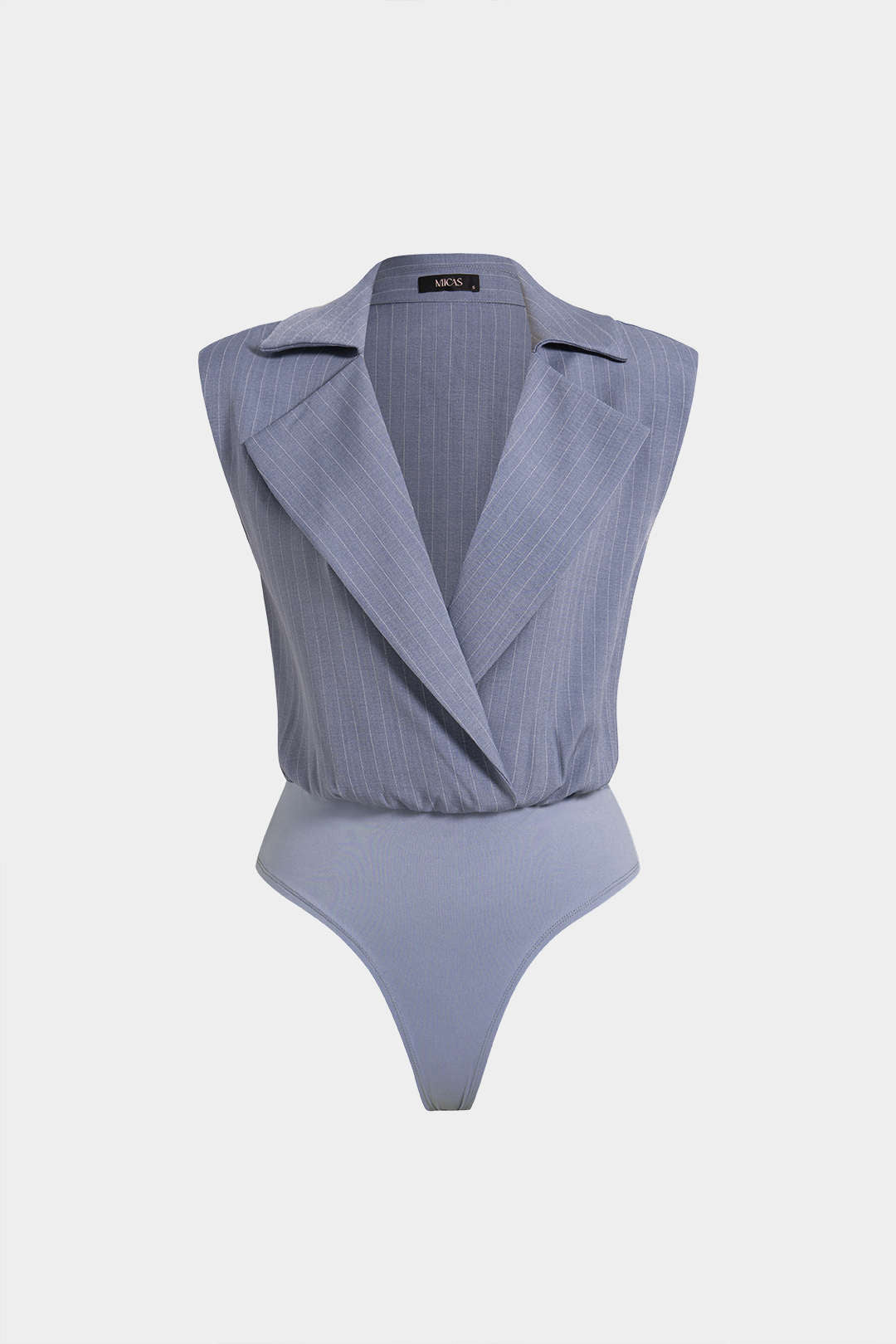 Gestreifter Print Patchwork Ärmelloser Body mit Kerbkragen