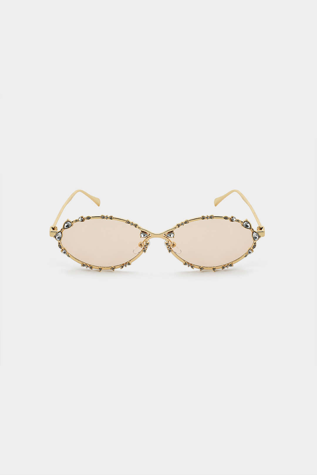 Metal Oval Rhinestone Sunglasses