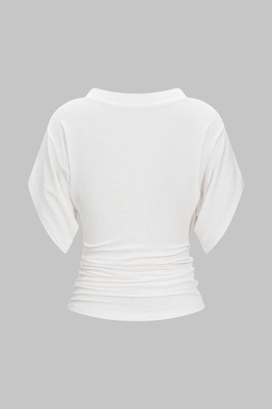 T-shirt froncé à col en V et taille cintrée