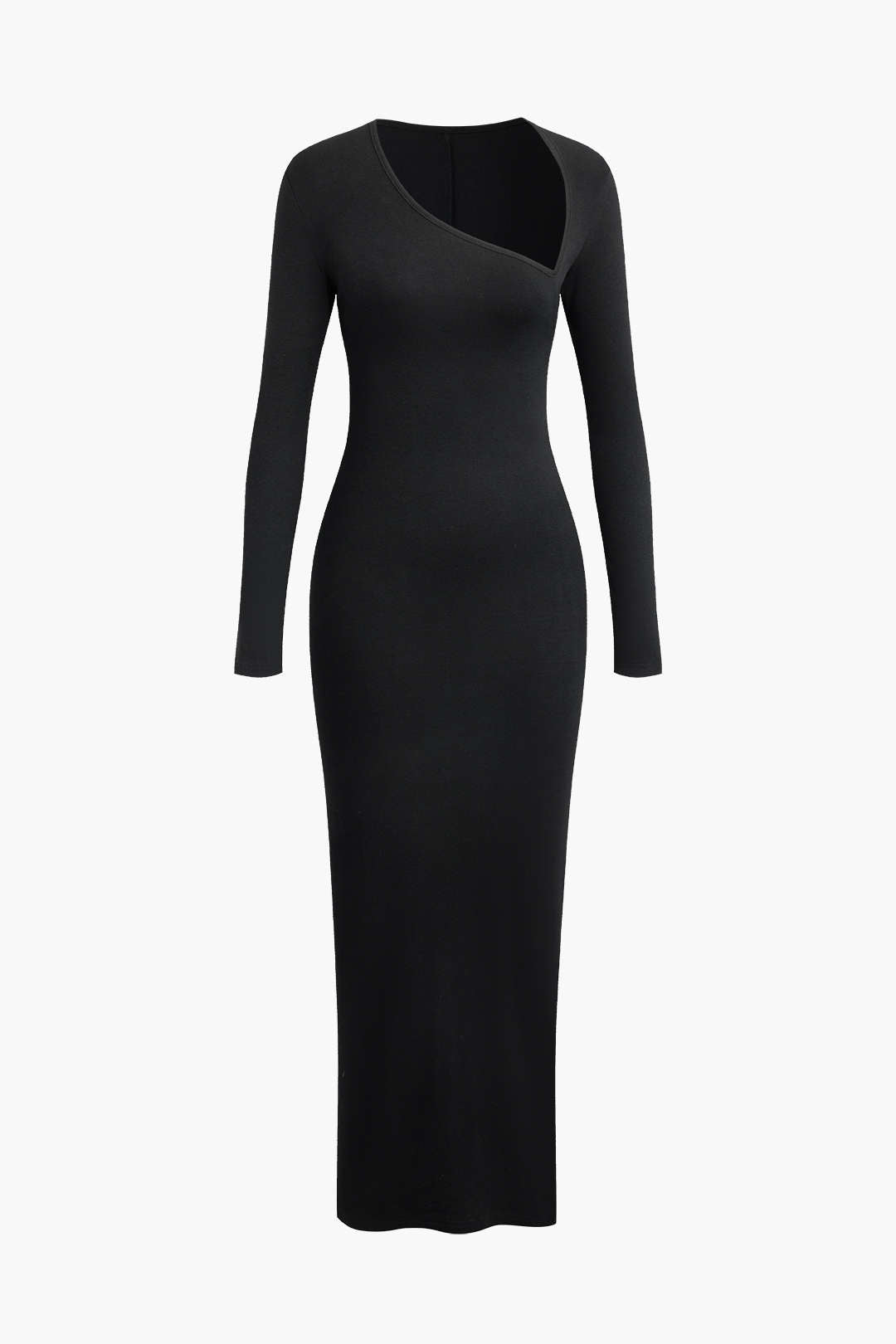 Robe longue asymétrique fendue au cou