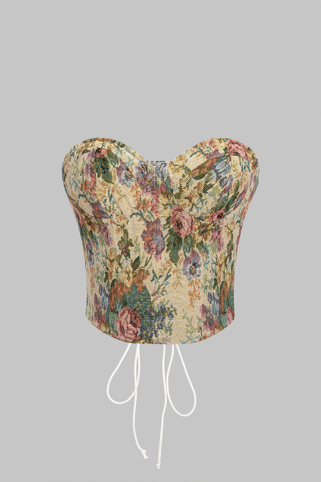 Jacquard Tie-Up Corset Tube Top