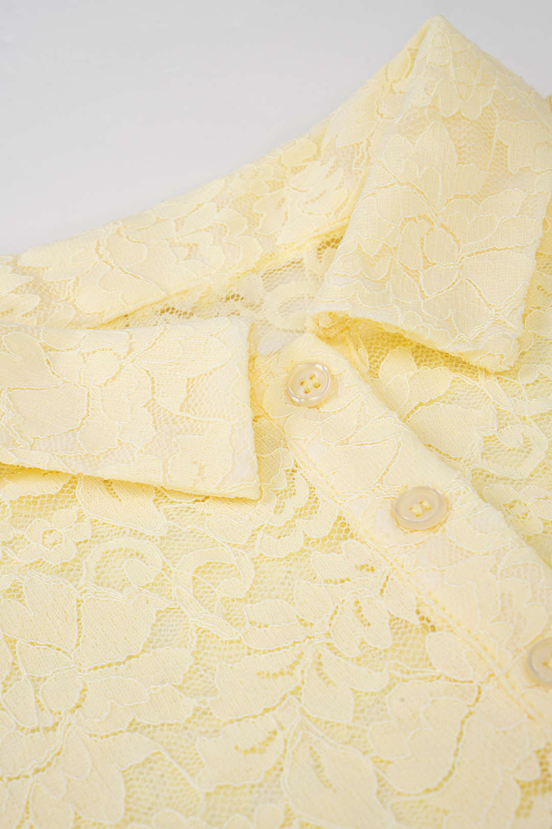 Knit Patchwork Floral Lace Polo Collar Short-Sleeve Top