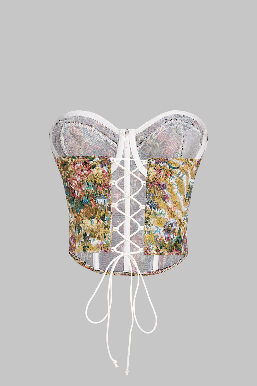 Jacquard Tie-Up Corset Tube Top