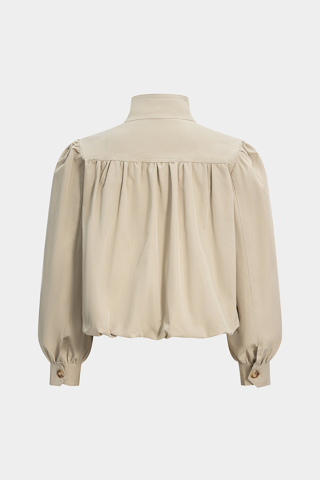 Stand Collar Ruched Shoulder Pad Jacket