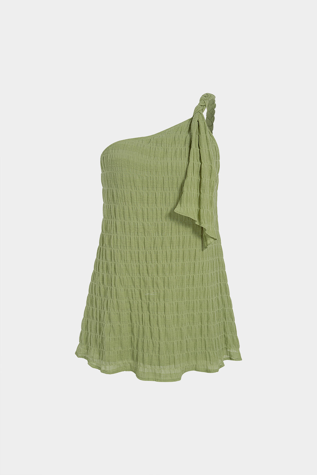 Strukturiertes One-Shoulder-Mini-Kleid mit Twist-Knoten