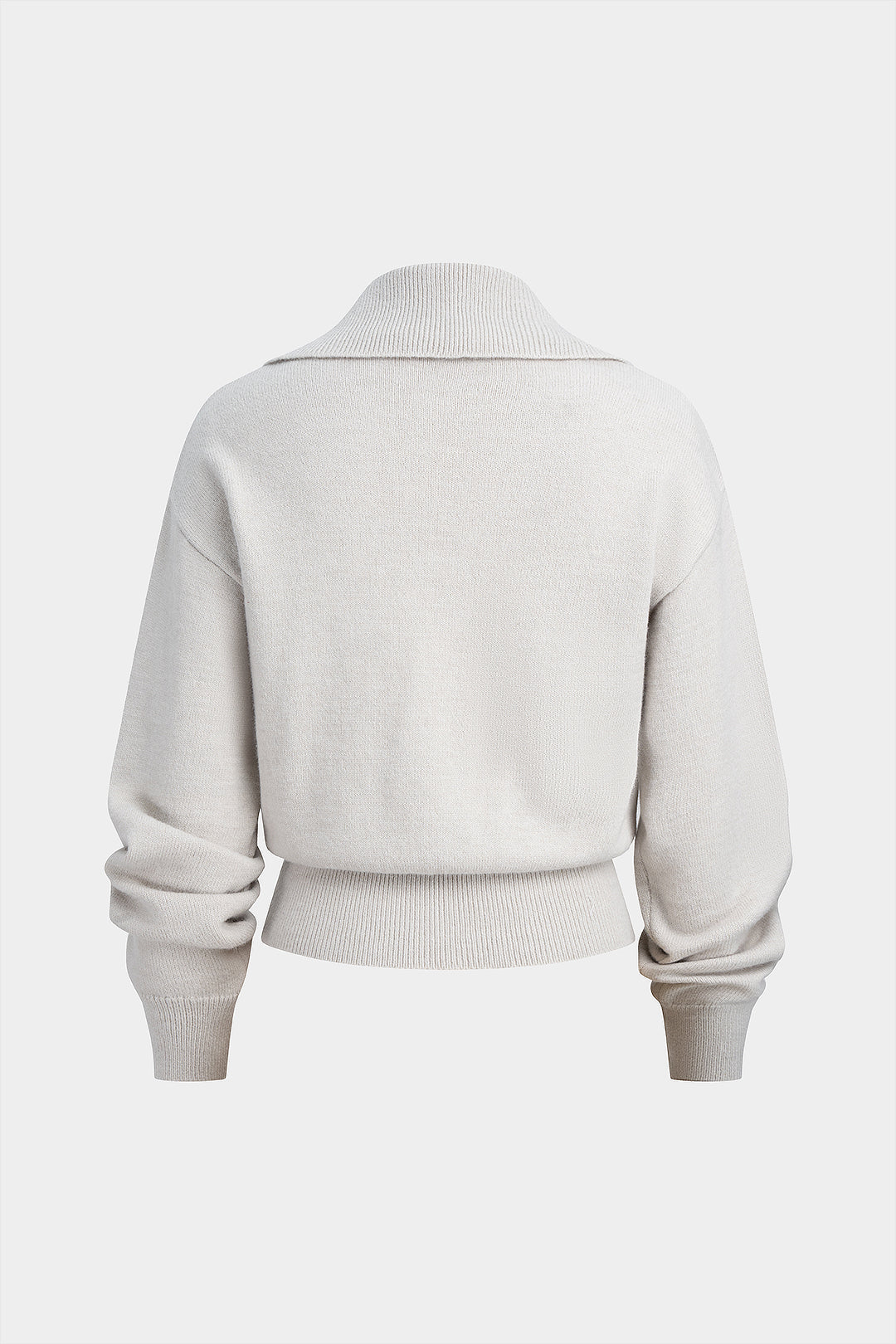 Knit Button Polo Collar Long-Sleeve Top