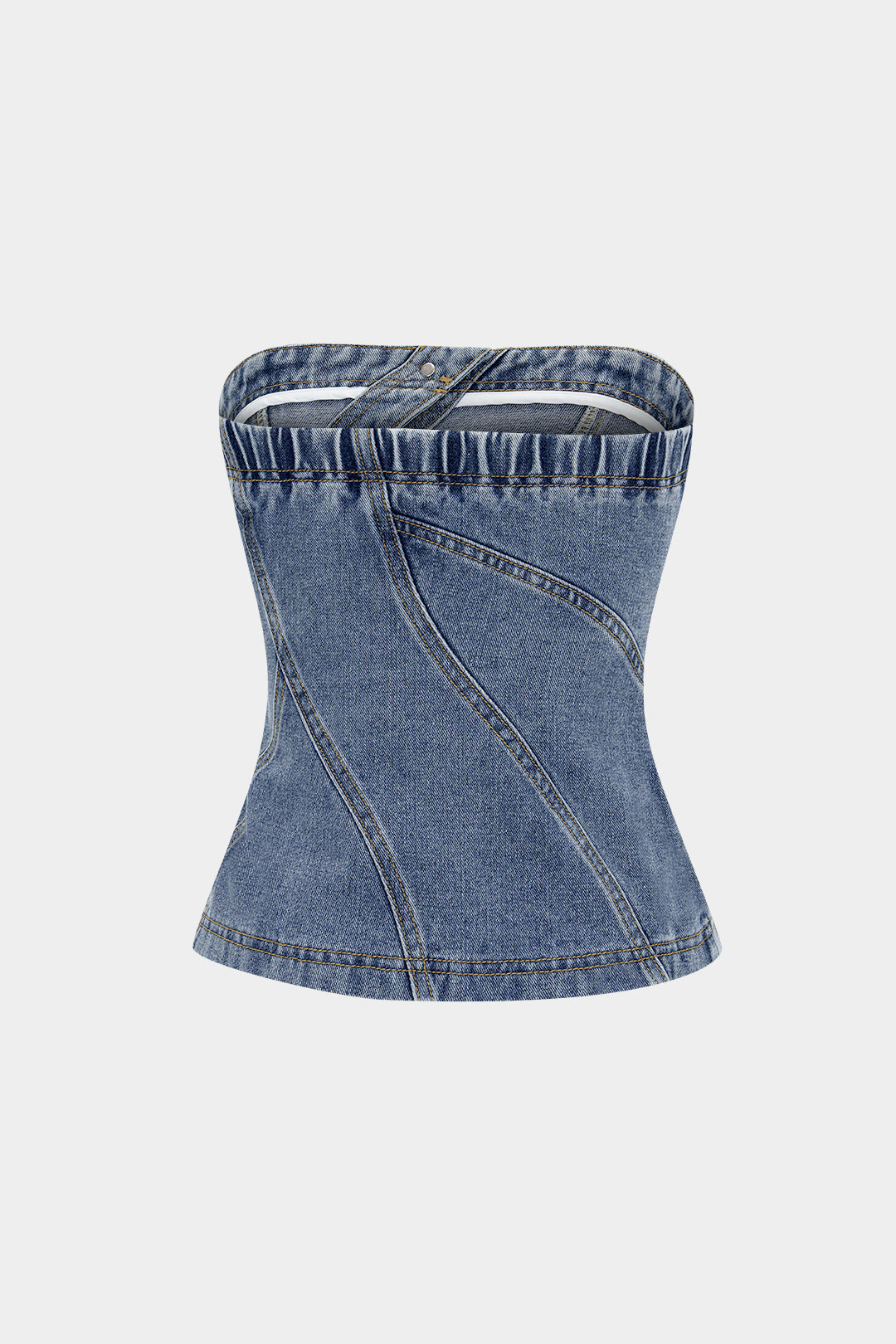 Jeans-Asymmetrisches-Knopf-Tube-Top