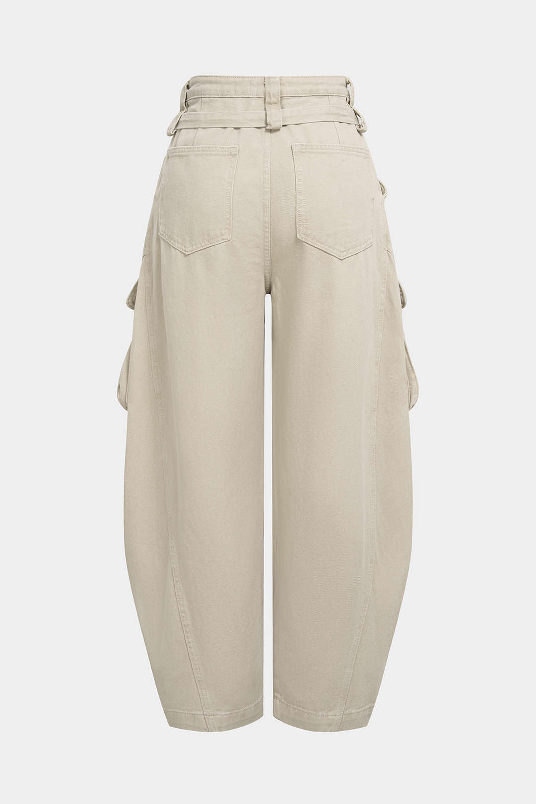 Jean large ceinturé en denim avec poches
