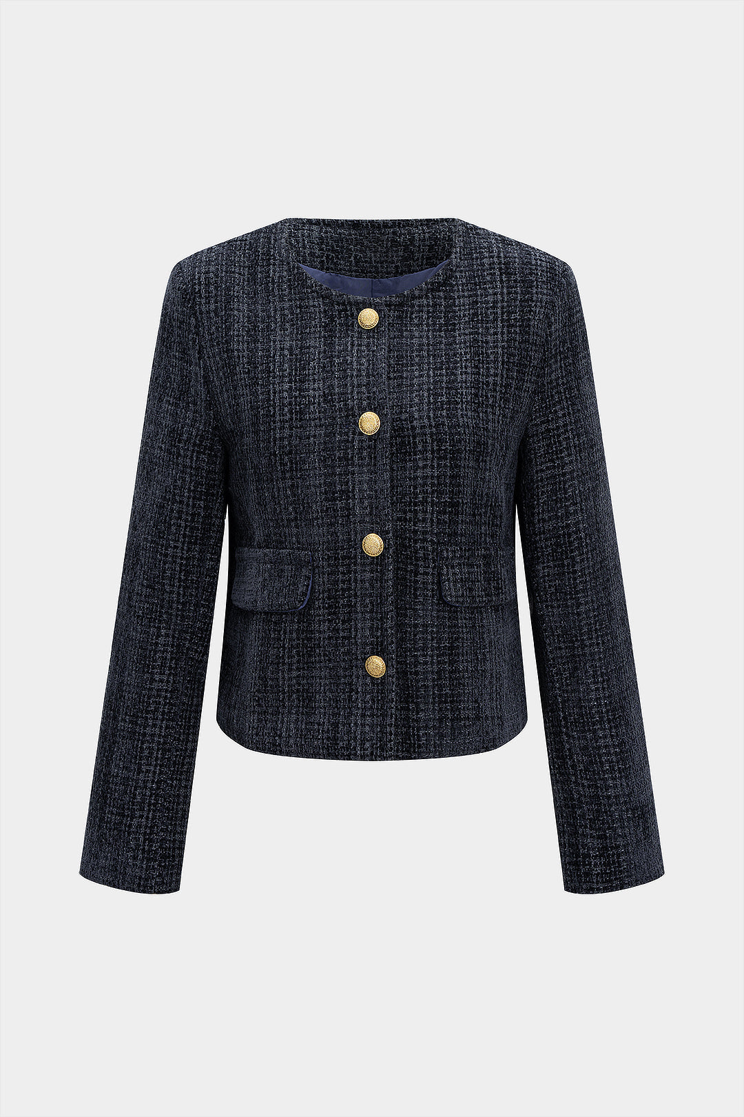 Metallic Button Shoulder Pads Jacket