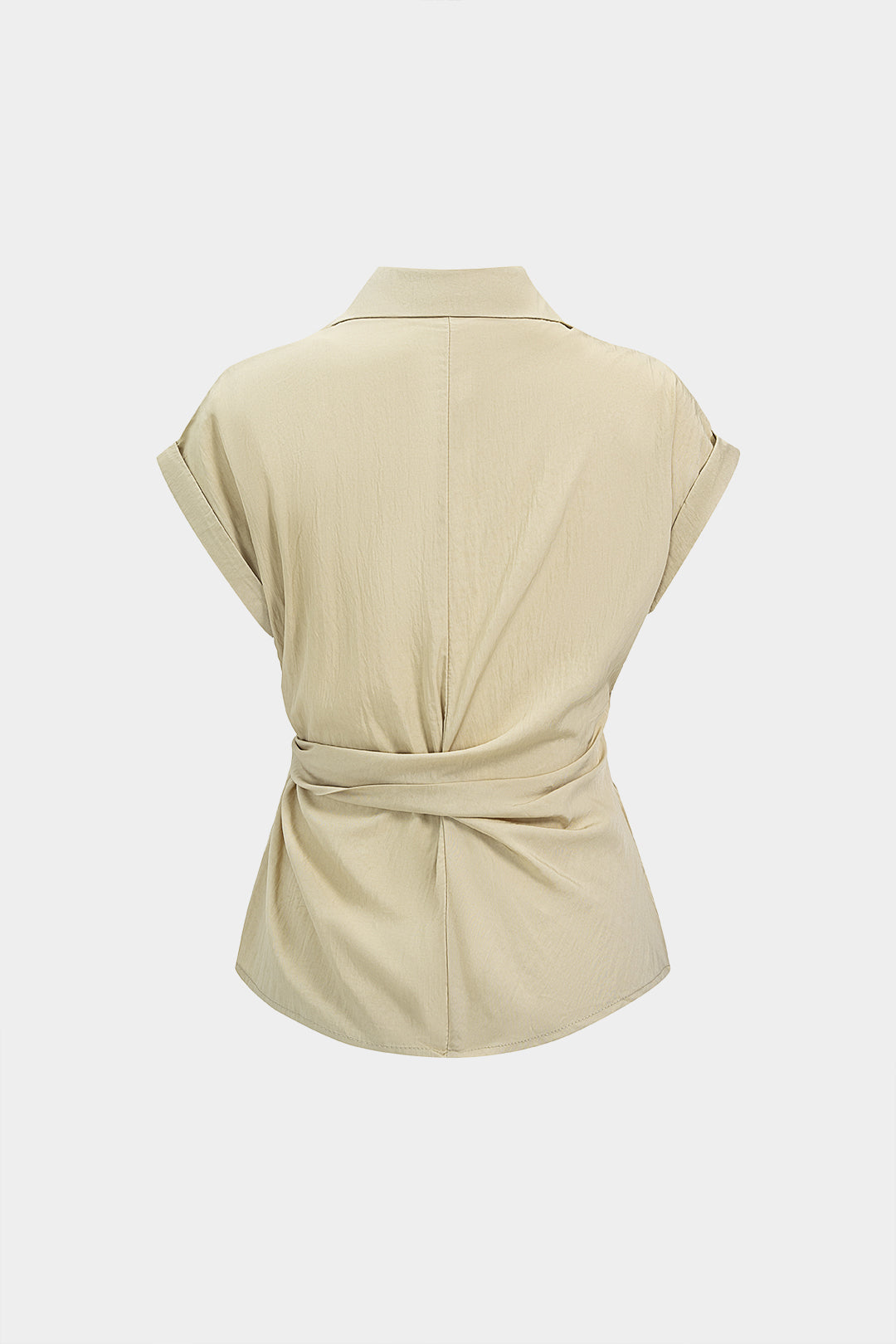 Chemise boutonnée à revers et manches courtes nouée