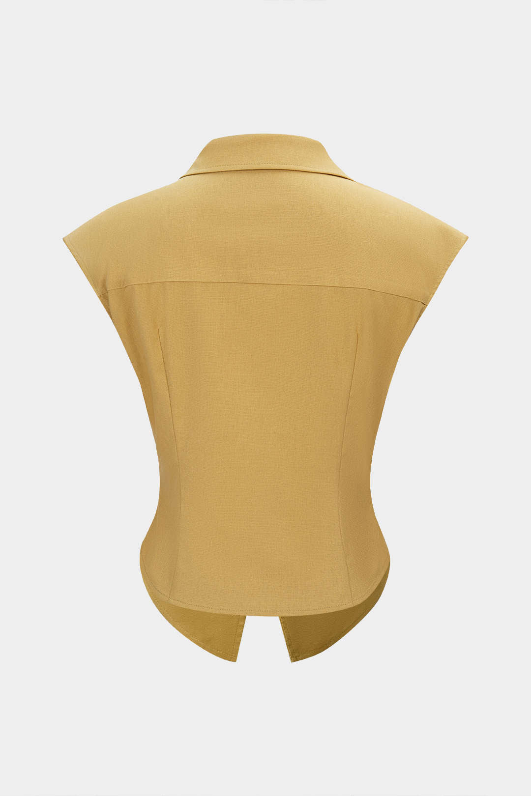 Débardeur à boutons découpé à revers en lin