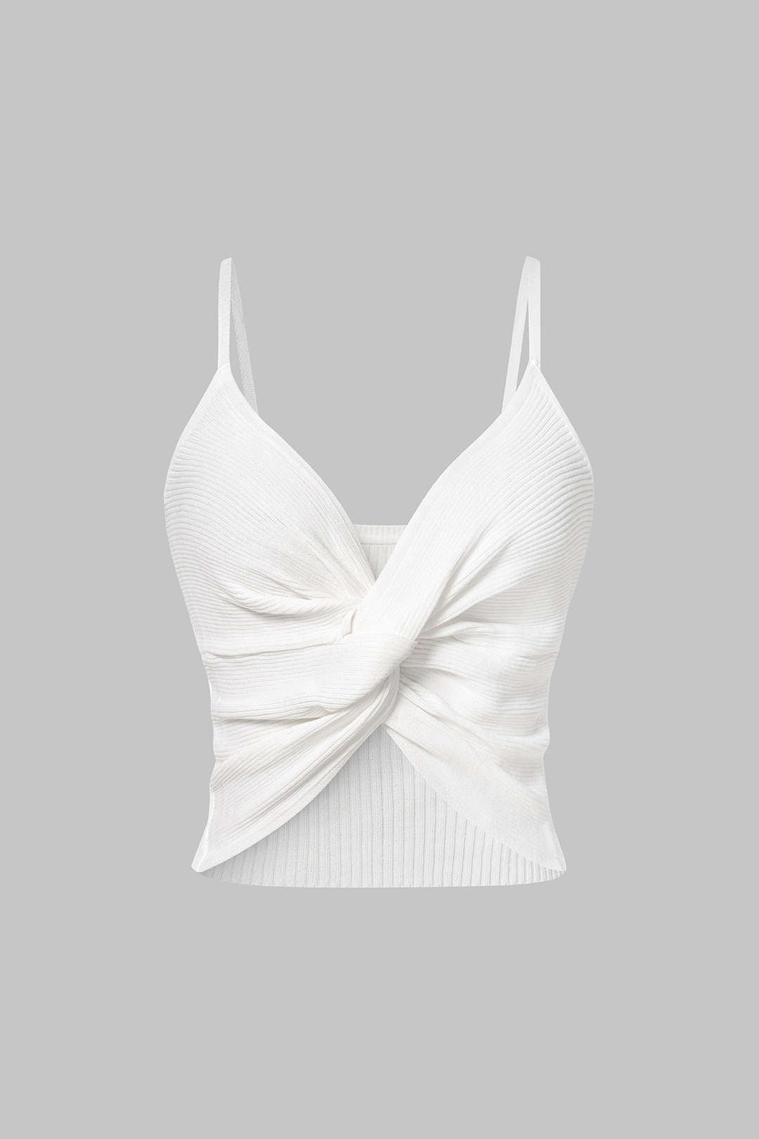 Knit V-Neck Twist Knot Cami Top