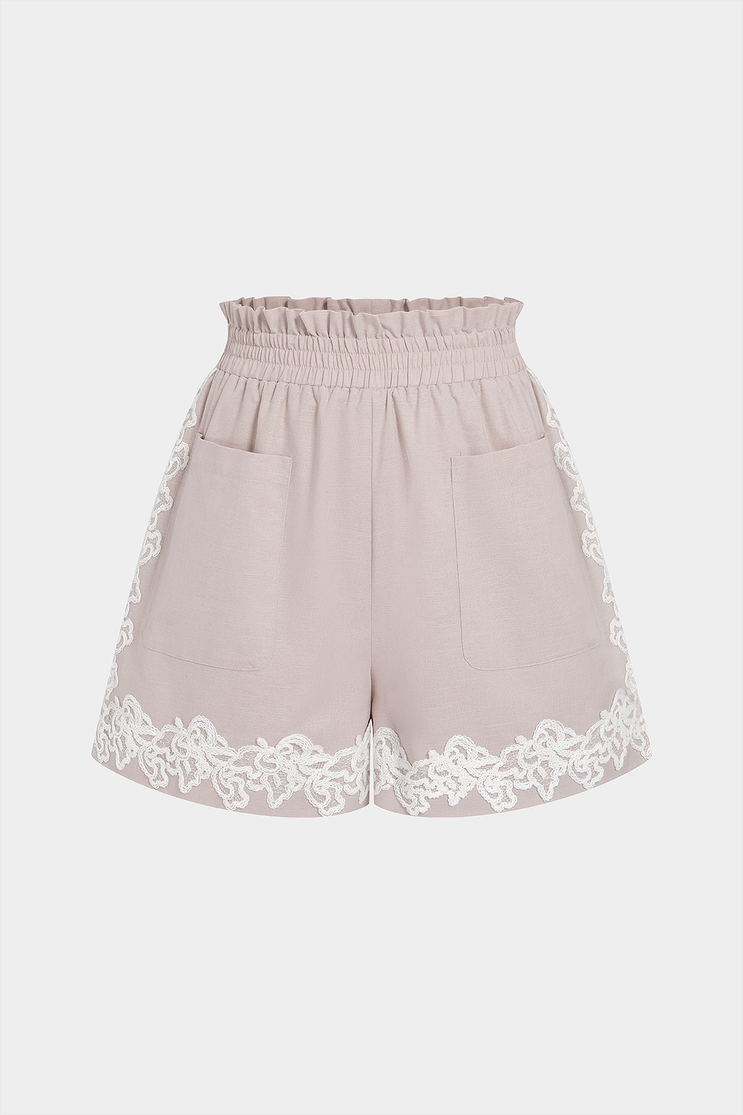 Spitzen-Patchwork-Shorts mit hoher Taille