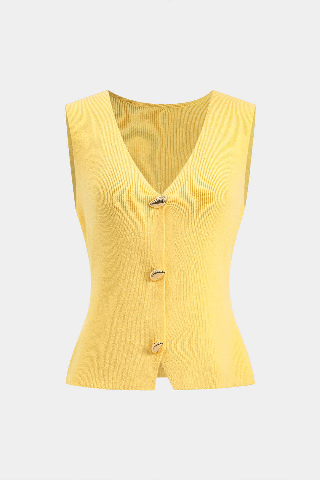 Knit Metallic Button Tank Top
