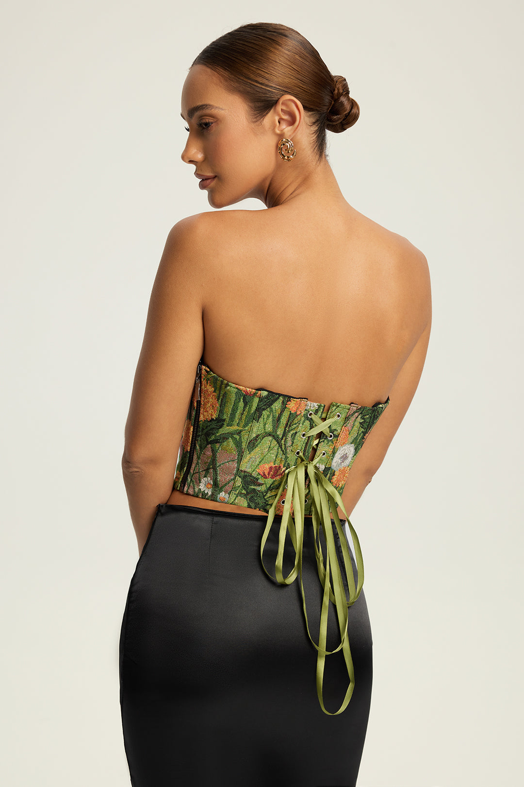 Blumen-Jacquard-Trägertop zum Binden