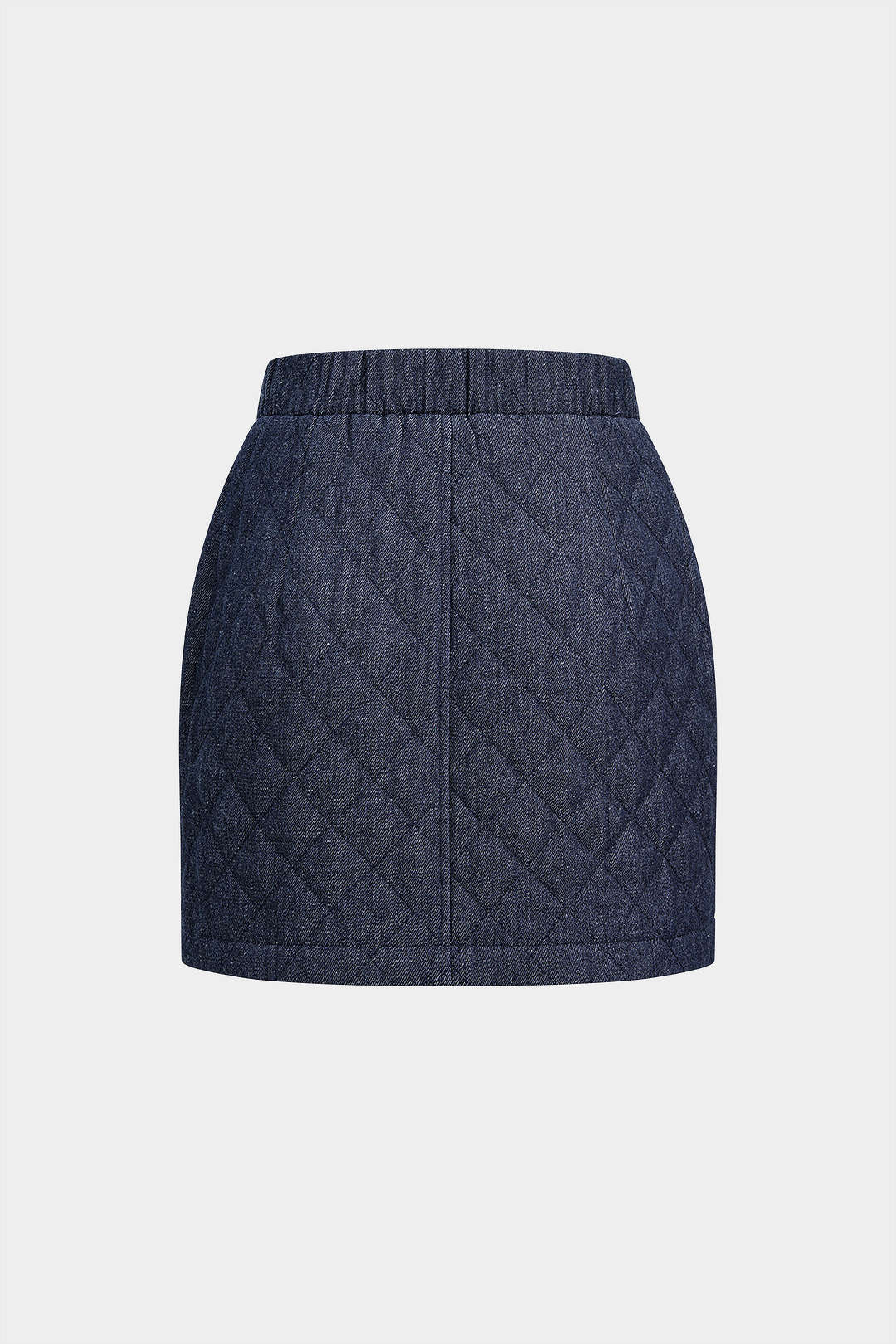 Asymmetrischer Denimrock mit Reißverschluss und Ziernähten