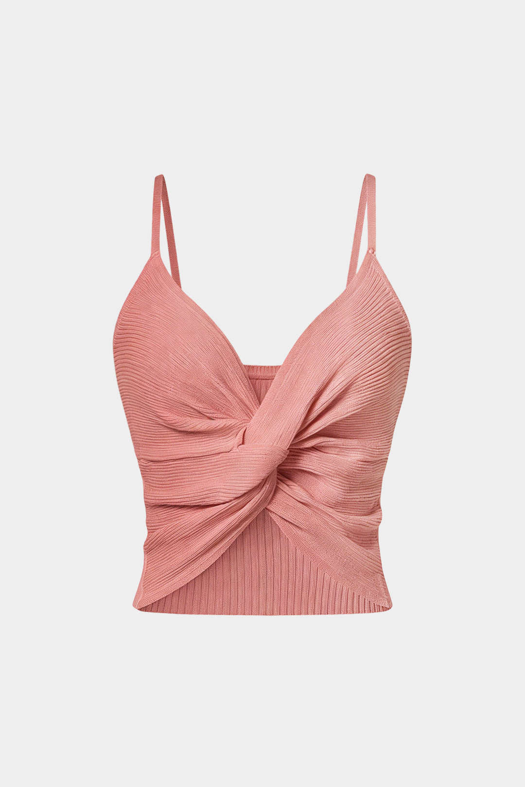 Knit V-Neck Twist Knot Cami Top