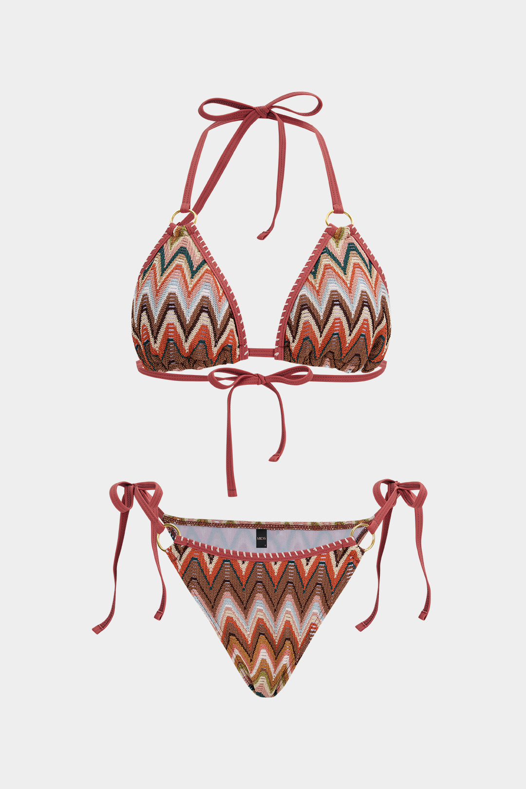 Bikini-Set mit geometrischem Muster zum Binden im Nacken