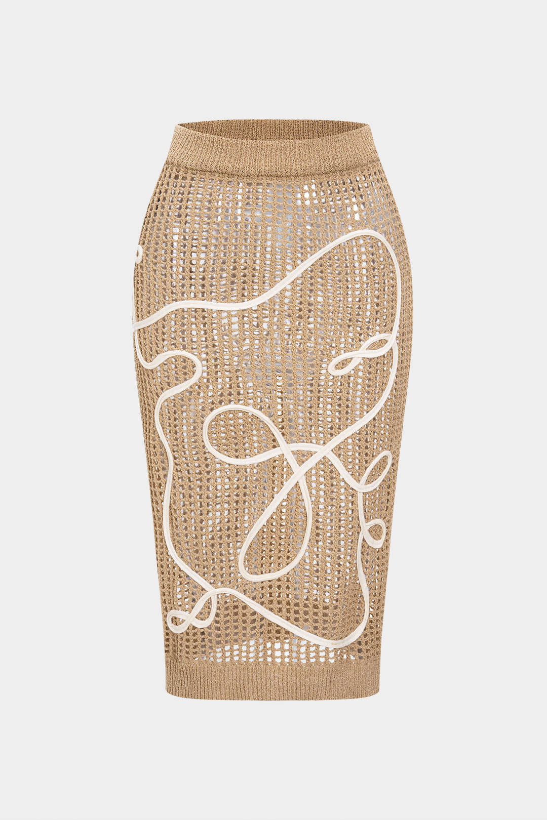 Open Knit 3D Embroidery Print Skirt